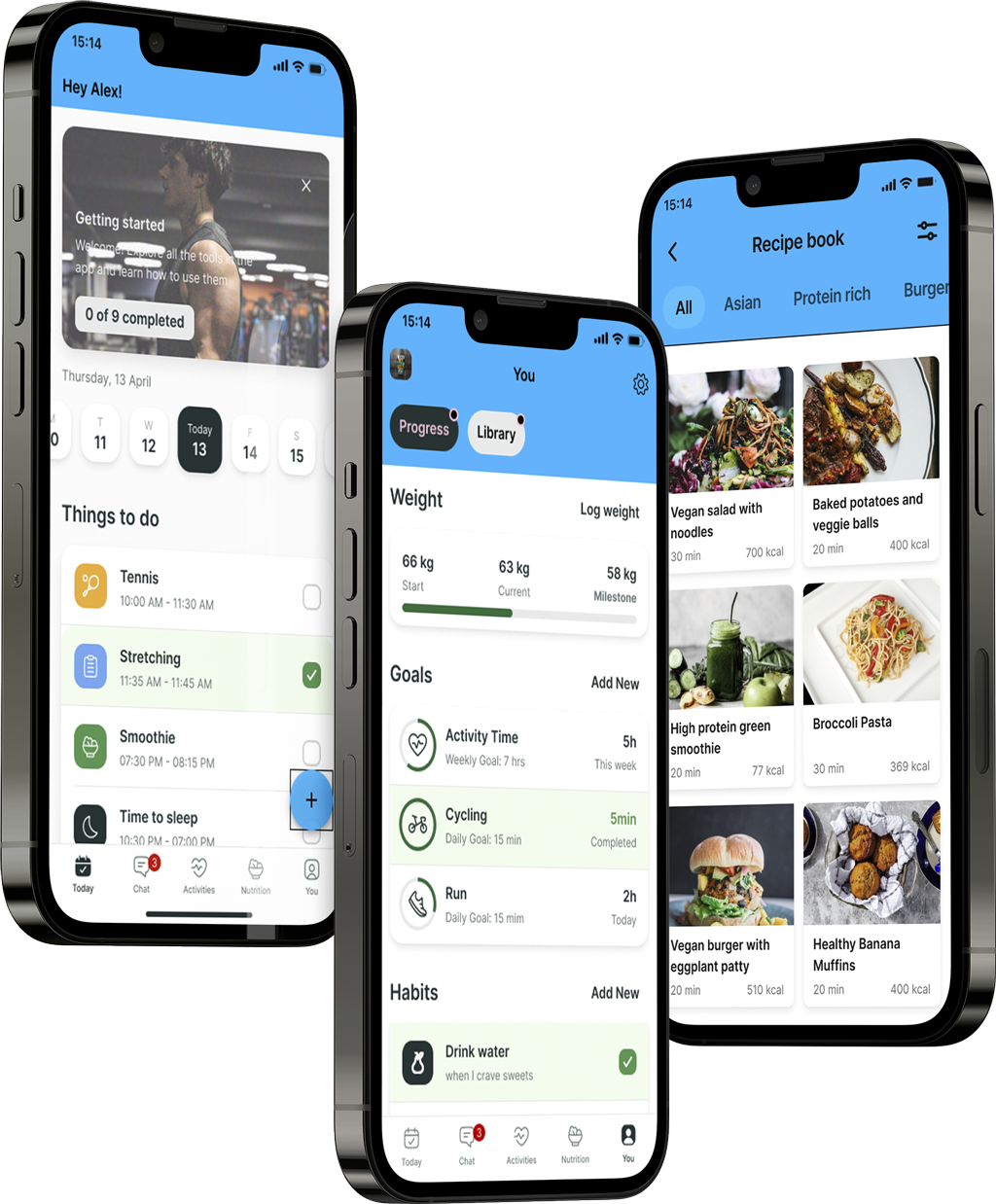 A mockup of the coaching app showcasing the features.